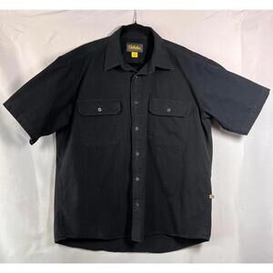 Cabela's Men's Black Short Sleeve Heavy Duty Button-Up Shirt Large Regular